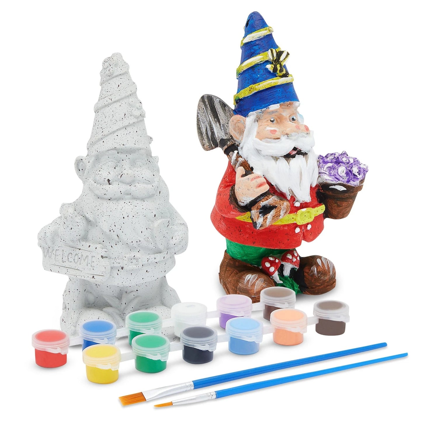 DIY Craft Set with Paint, Brushes & Figurines (16 Pieces)