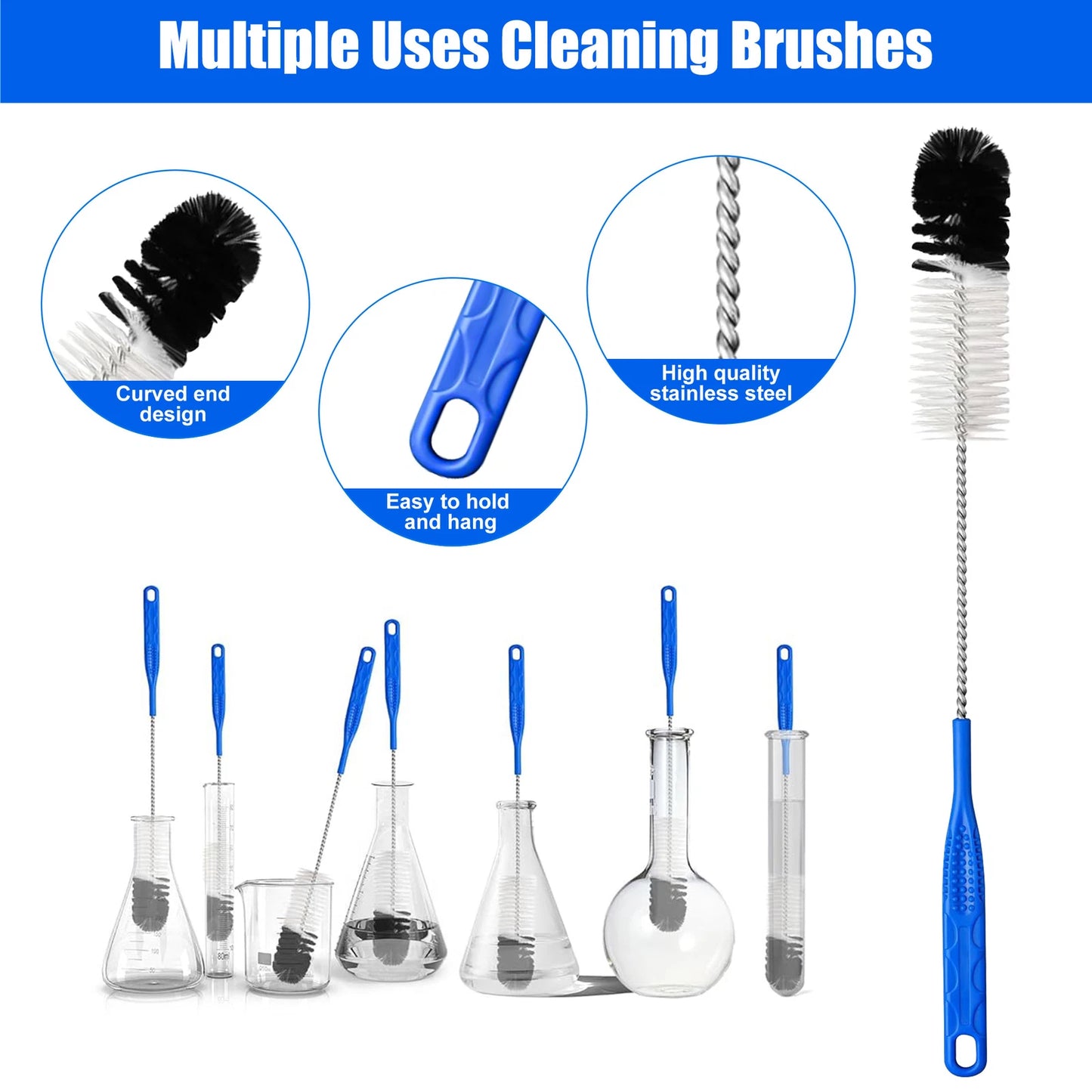 12-Piece Glass Tube Pipe Cleaner Brush Set