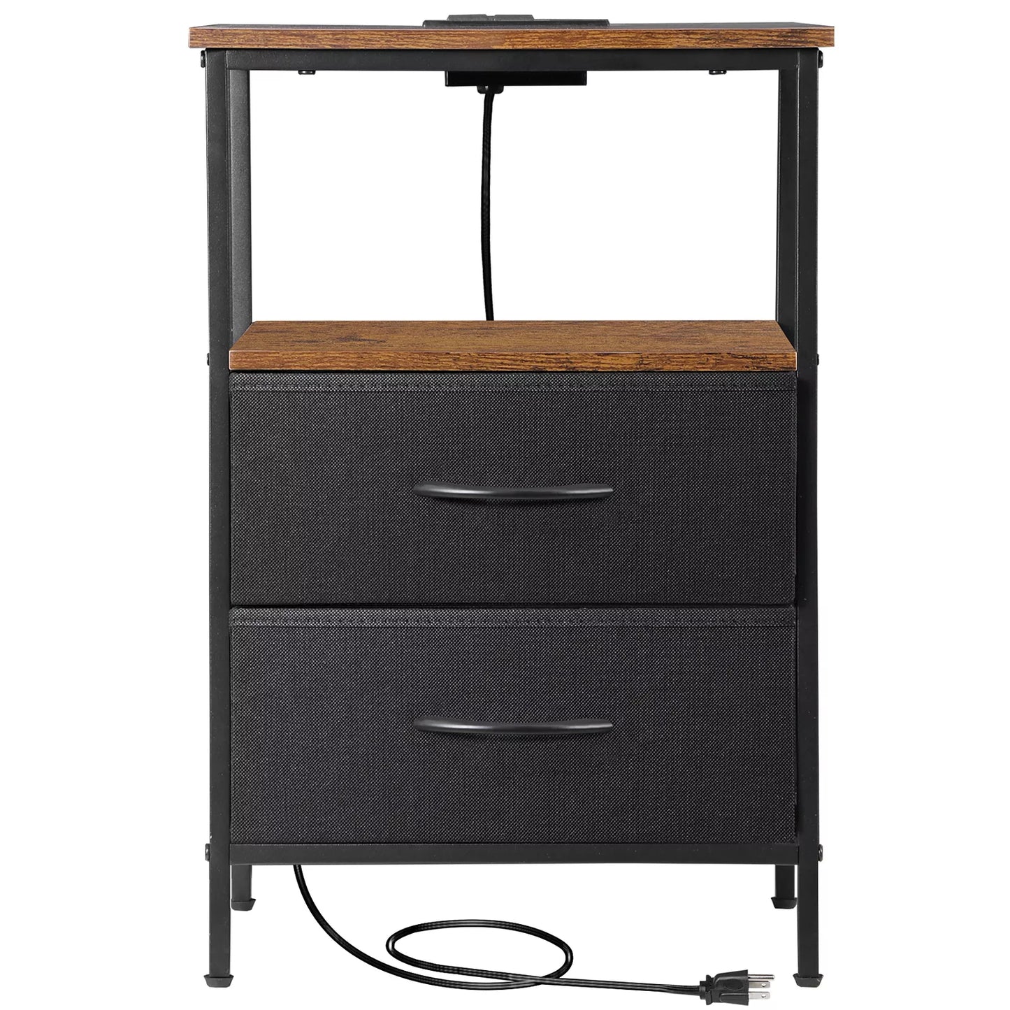 2-Pack Nightstands with Charging Station and Storage