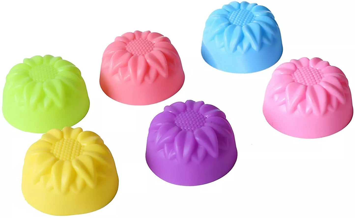 36-Pack Reusable Silicone Baking Cups Assorted Flowers