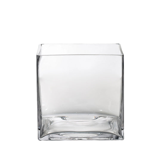 6 Clear Glass Cube Vases