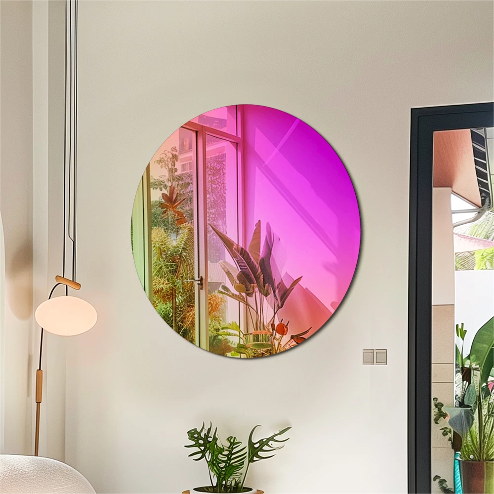 Round Wall Mirror with Iridescent Effect