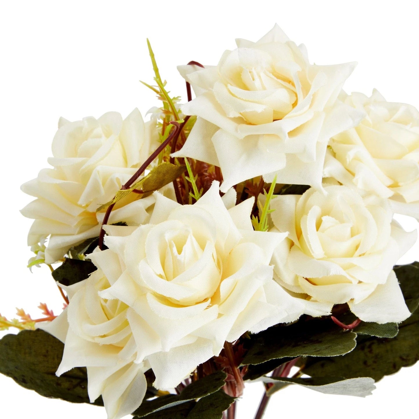Artificial White Rose Arrangement with Ceramic Vase