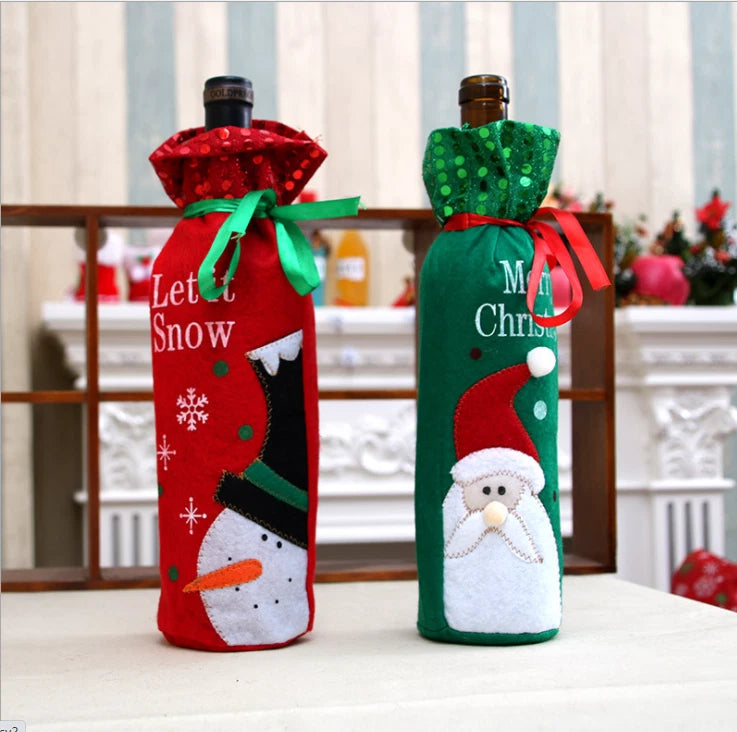 2 Pcs Christmas Wine Bottle Covers