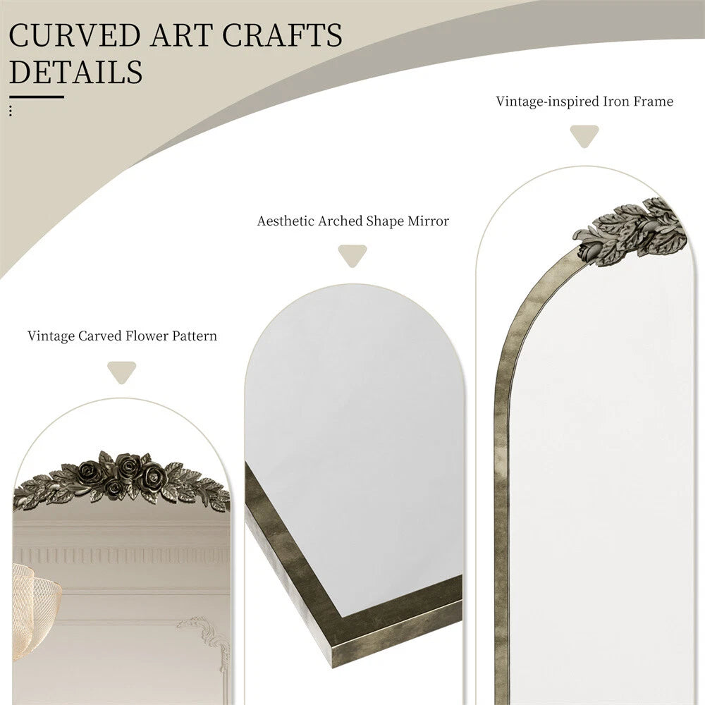 Arched Antique Baroque Wall Mirror
