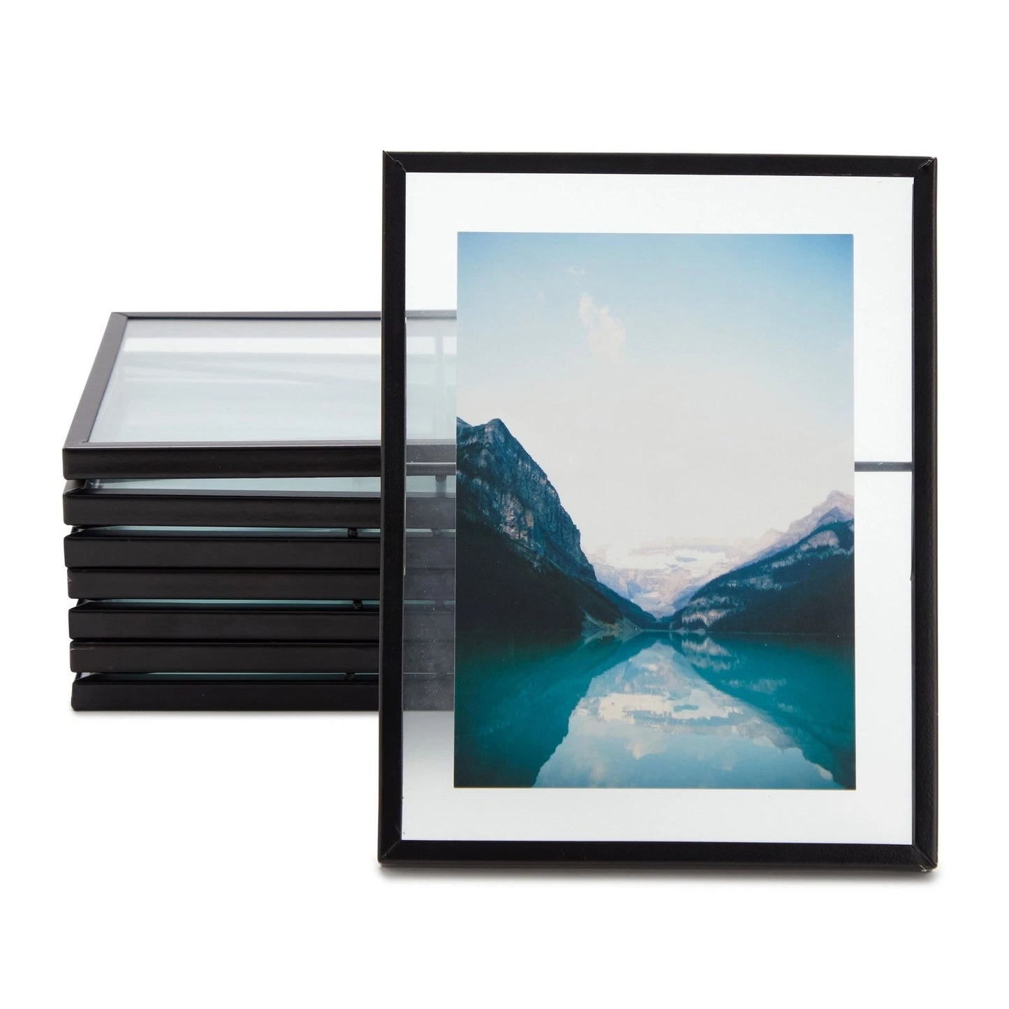 8-Pack Floating Glass Photo Frames with Pressed Flower Design