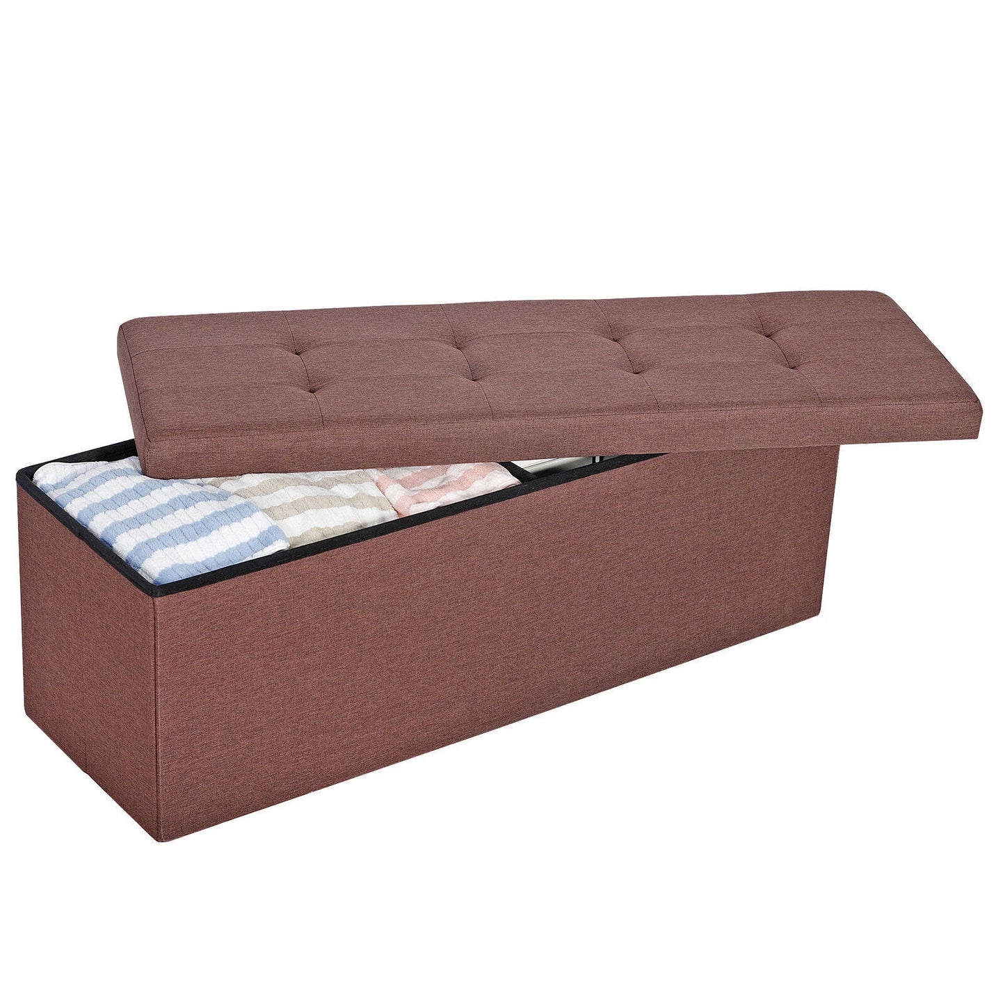 43" Folding Storage Ottoman Bench – Brown