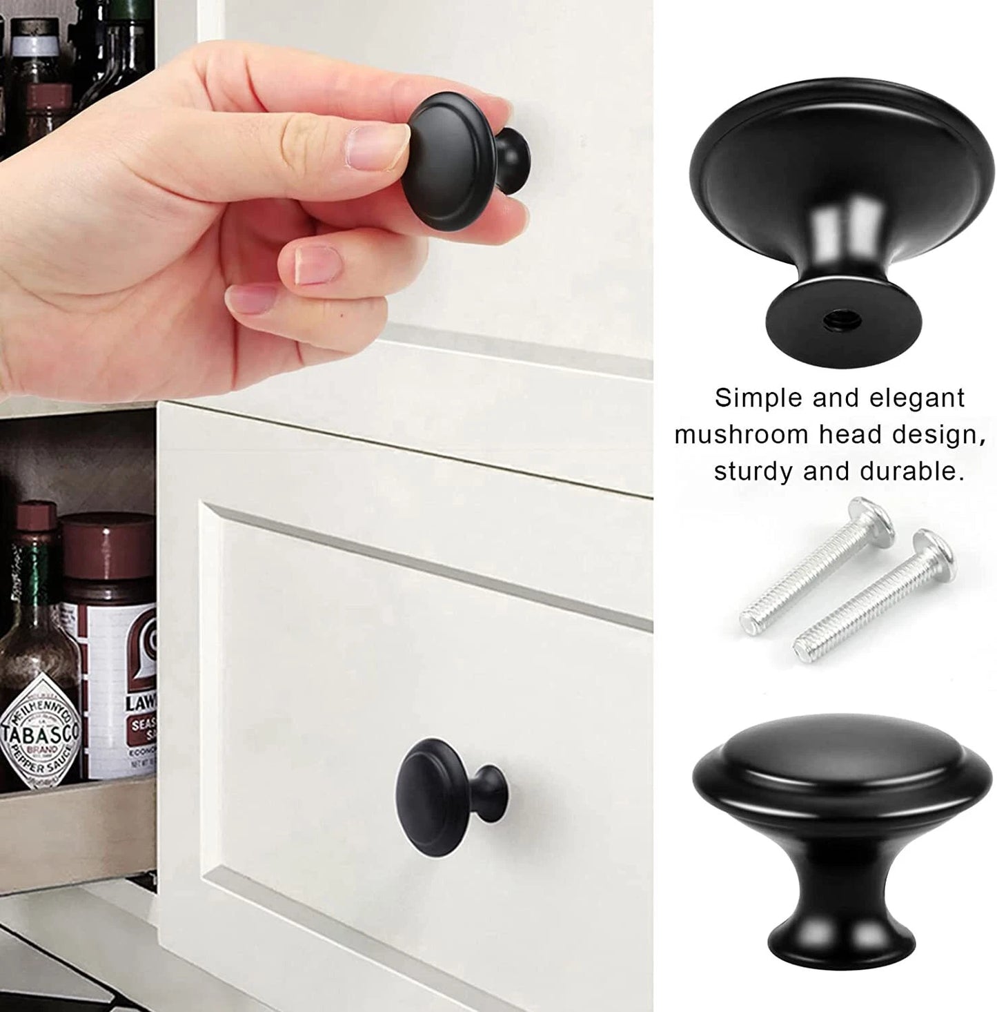 40PCS Black Drawer Knobs