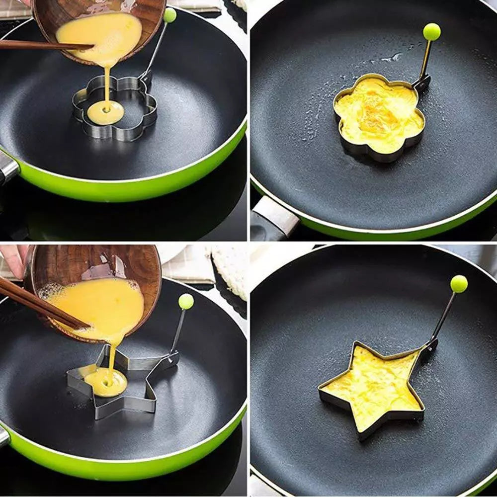 5-Piece Stainless Steel Egg & Pancake Ring Mold Set