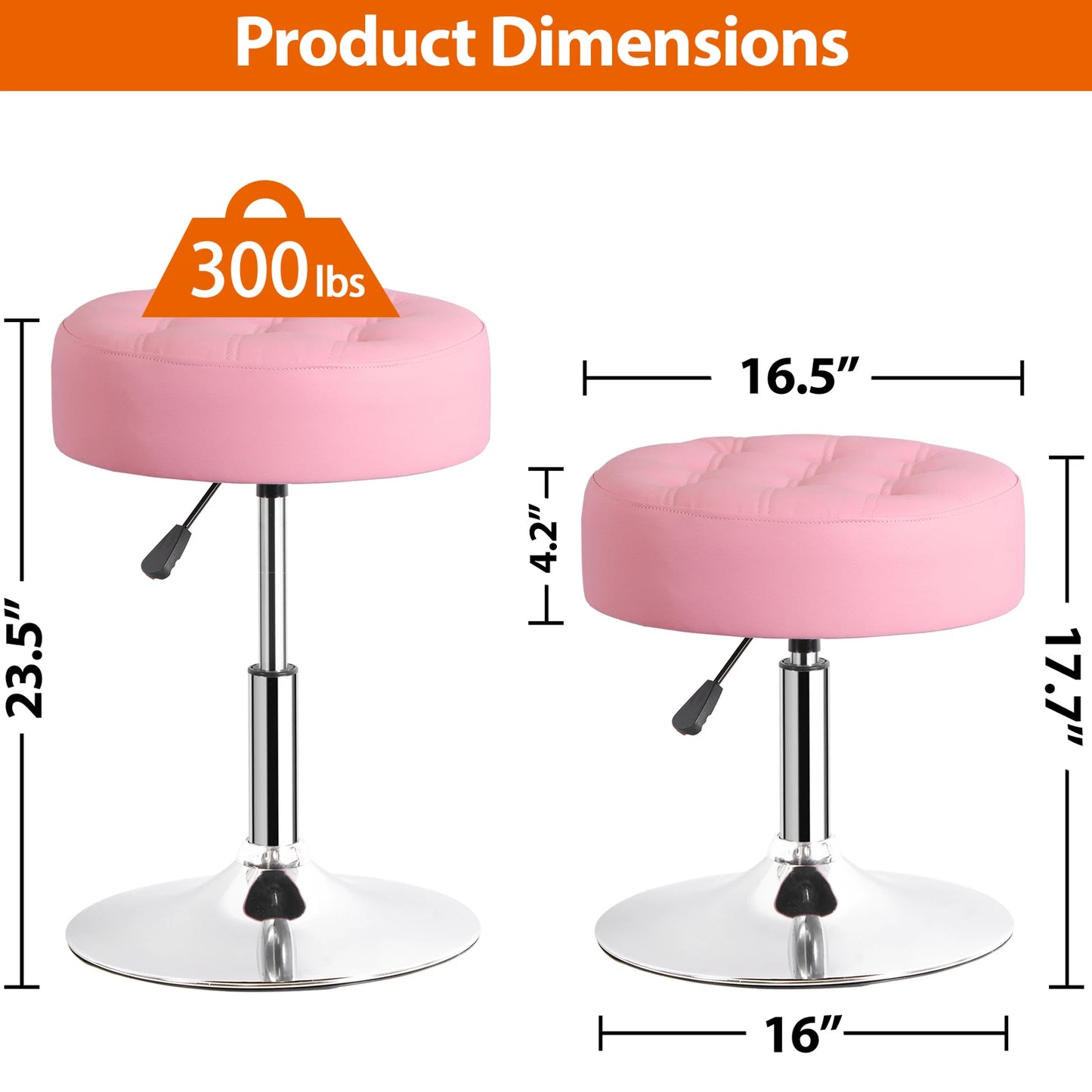 Pink PU Leather 360° Swivel Bar Stool Chair