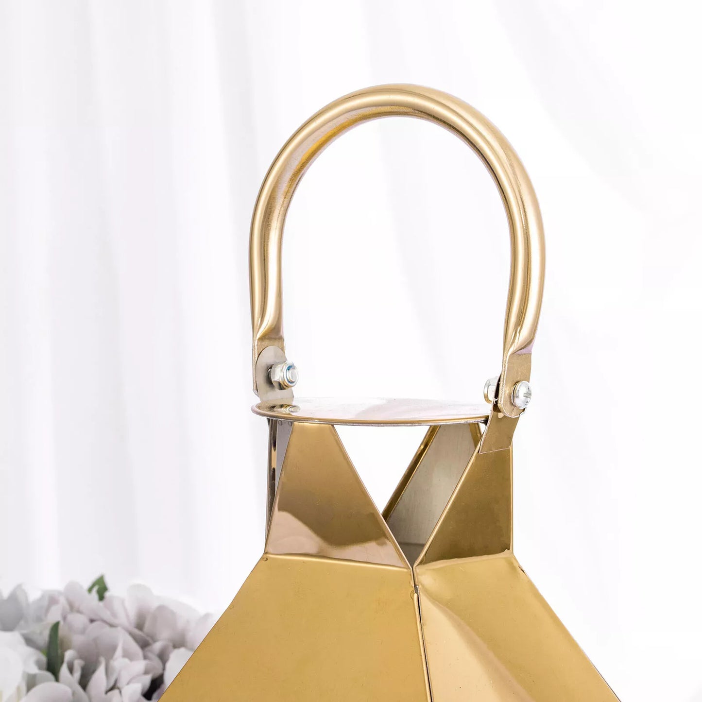 14" Gold Metal Lantern Candle Holder
