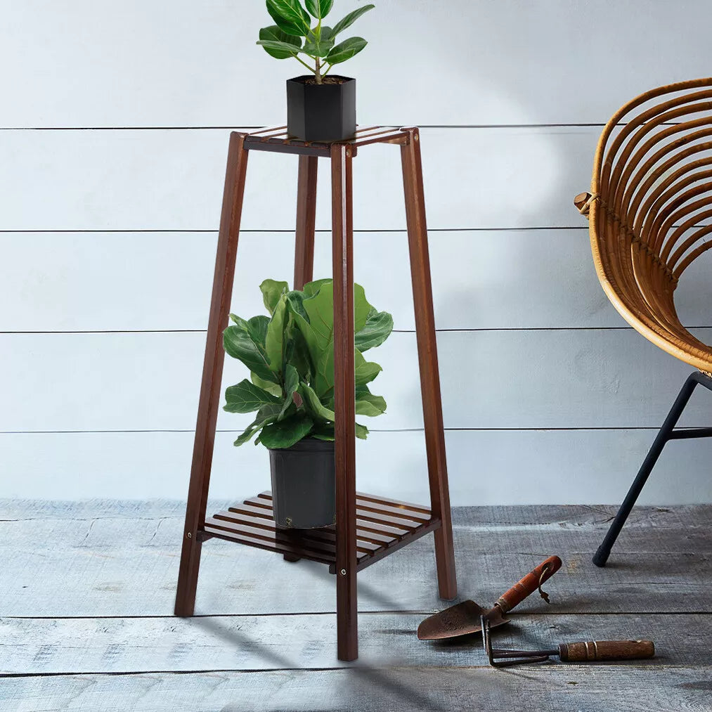 2 Tier Indoor Bamboo Plant Stand