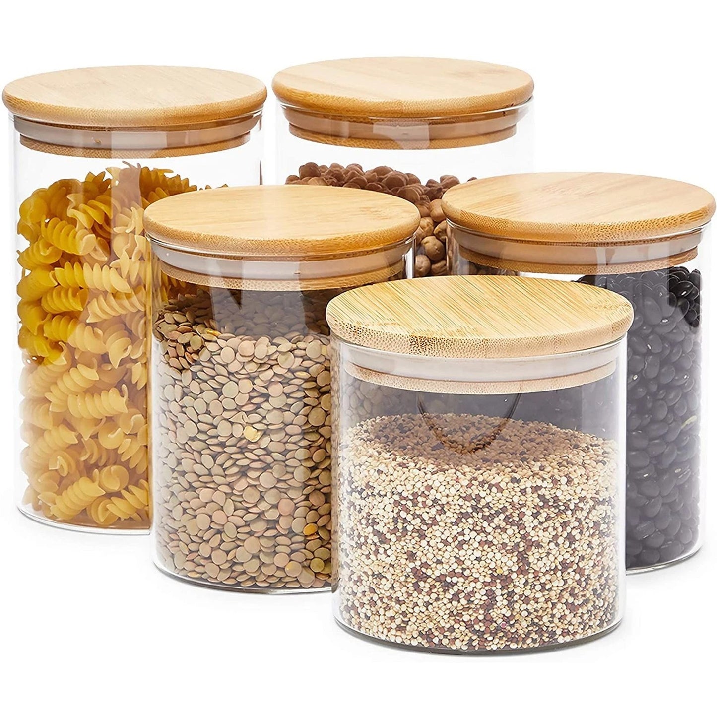 5-Pack Glass Canisters with Bamboo Lids