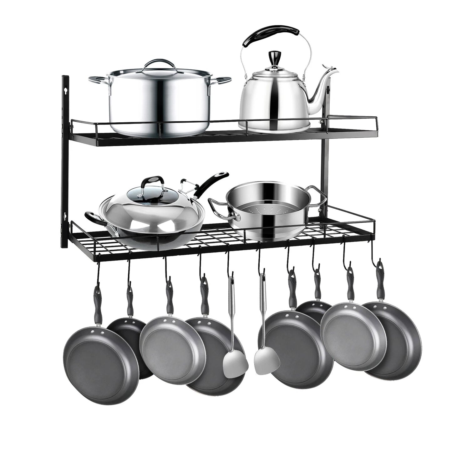 Wall-Mounted Pot & Pan Rack Organizer