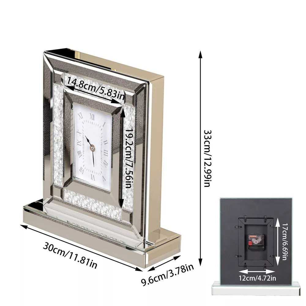 Sparkle Crush Diamond Mirrored Desk Clock