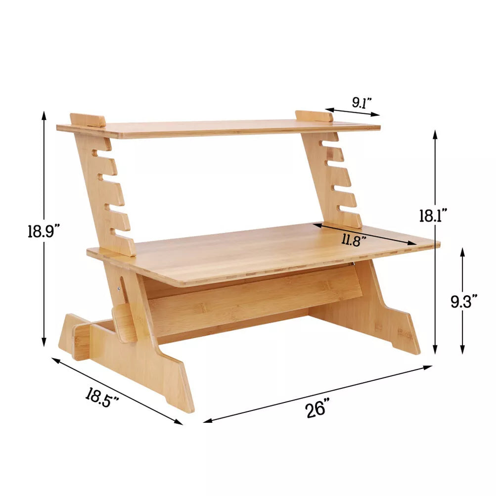 Adjustable Bamboo Standing Desk Converter