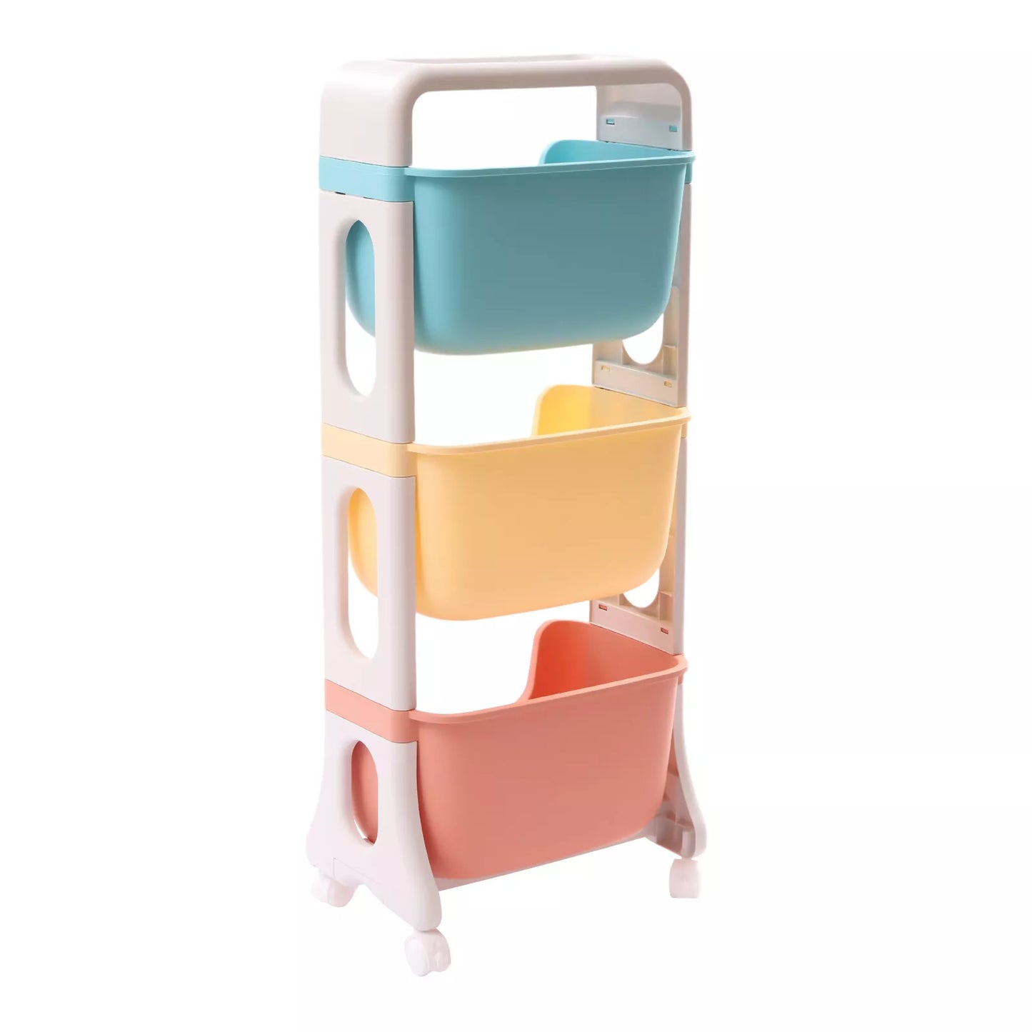 3-Tier Rolling Utility Cart with Smiley Face Design