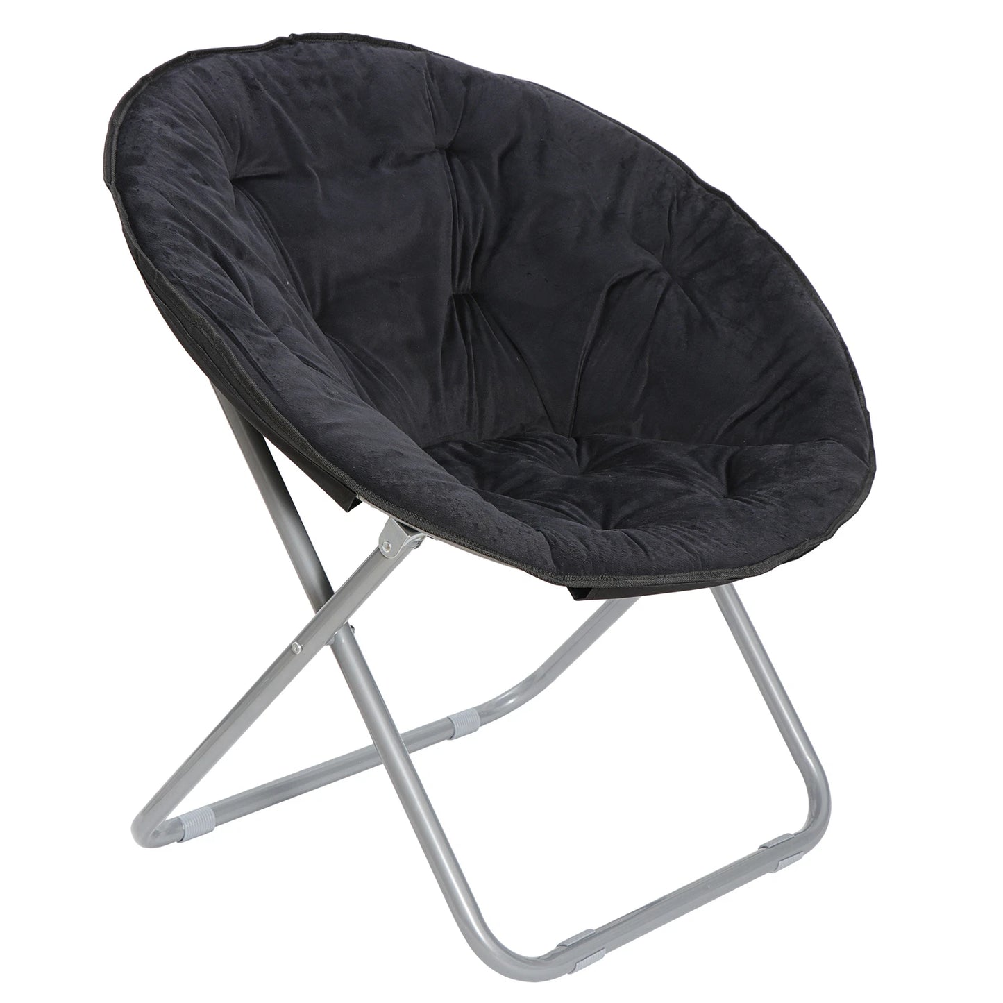 Folding Faux Fur Chair with Metal Frame