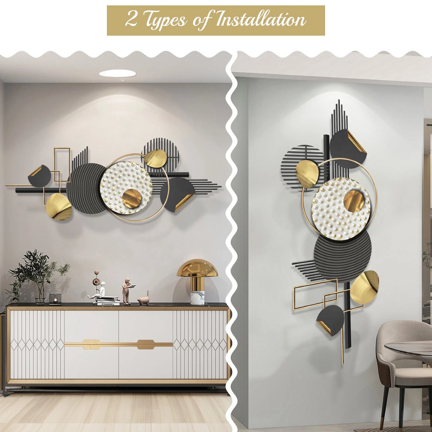 59" Abstract Metal Wall Art – Modern Minimalist Line Art