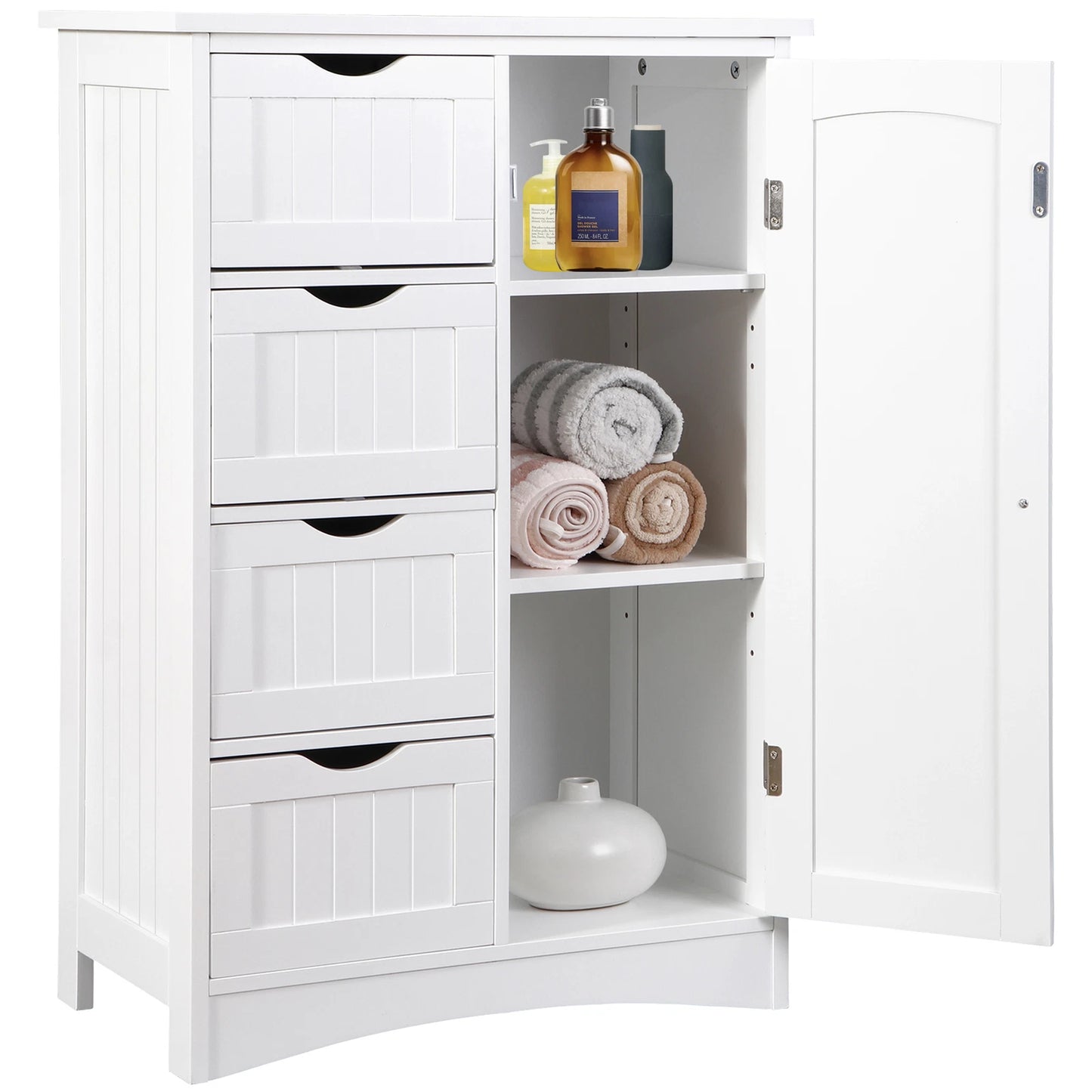 Freestanding Bathroom Storage Cabinet with Drawers and Adjustable Shelf
