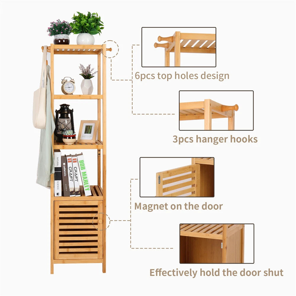 Bamboo Bathroom Storage Floor Cabinet 4-Tier