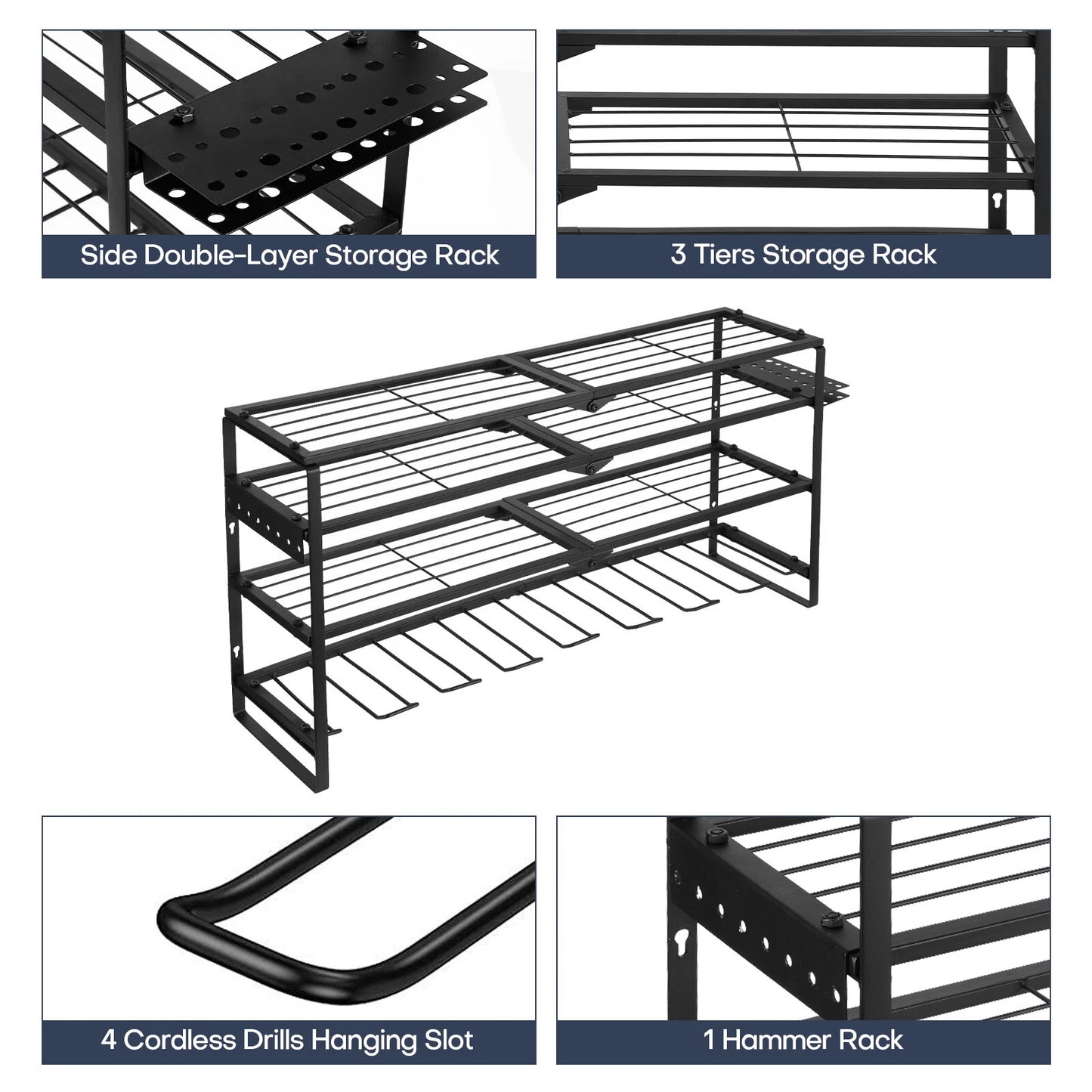 4-Layer Heavy-Duty Metal Power Tool Rack Organizer