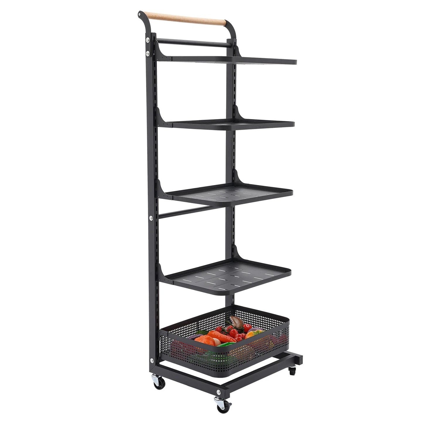 5-Tier Adjustable Pot & Pan Organizer Rack with Wheels