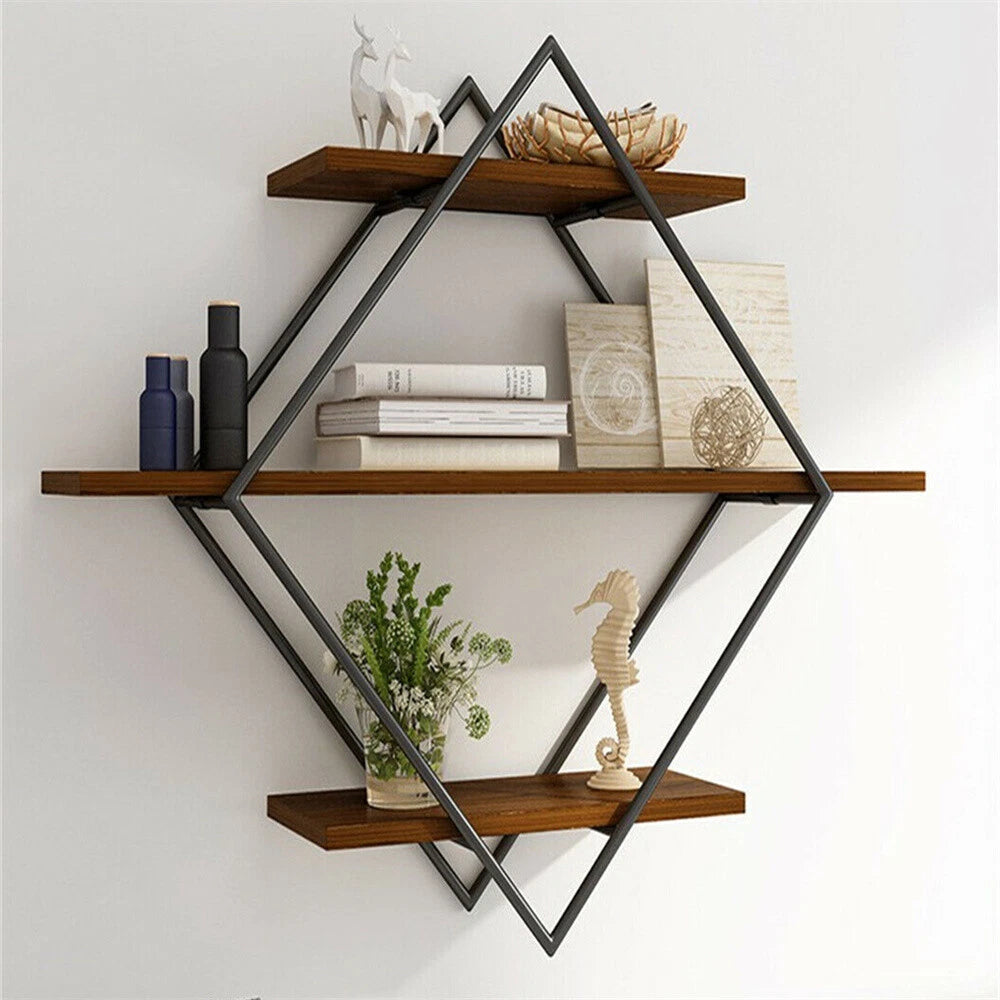 3-Tier Geometric Diamond Floating Wall Shelf