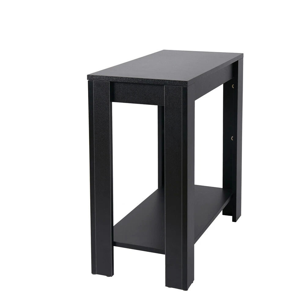 Black Narrow End Table with Storage Shelf