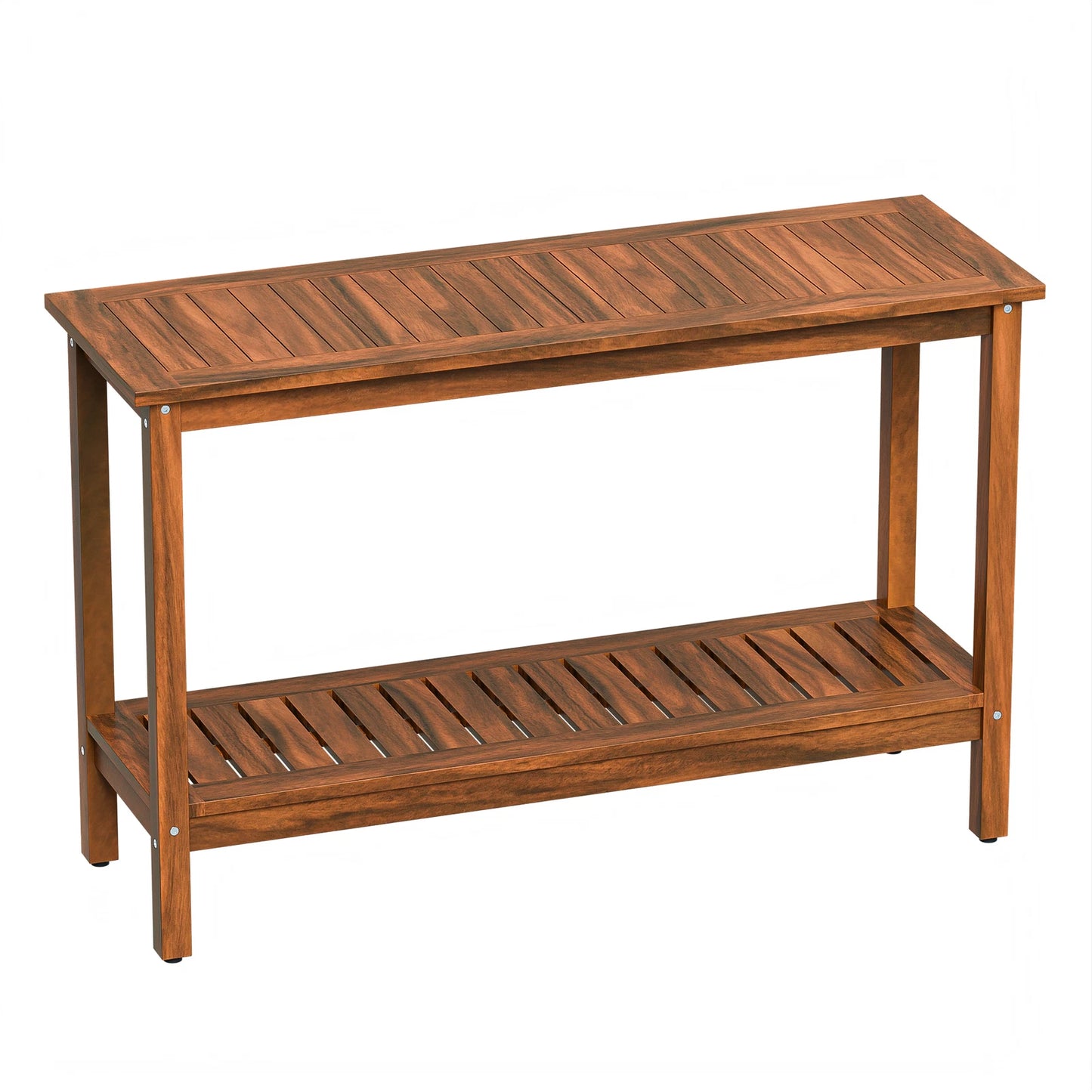 48" Wooden Patio Console Table with 2-Tier Storage Shelf