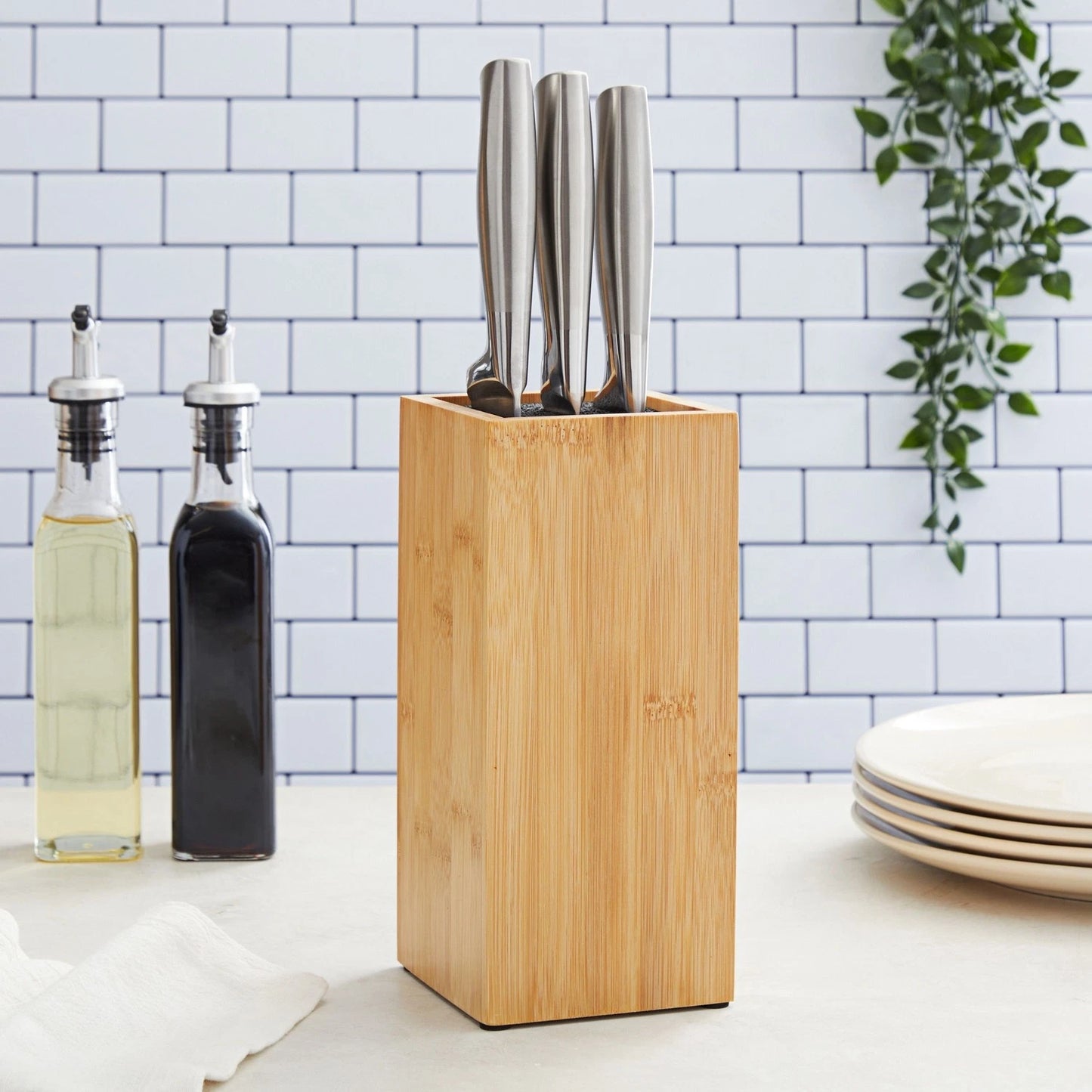 Bamboo Universal Knife Block with Bristles