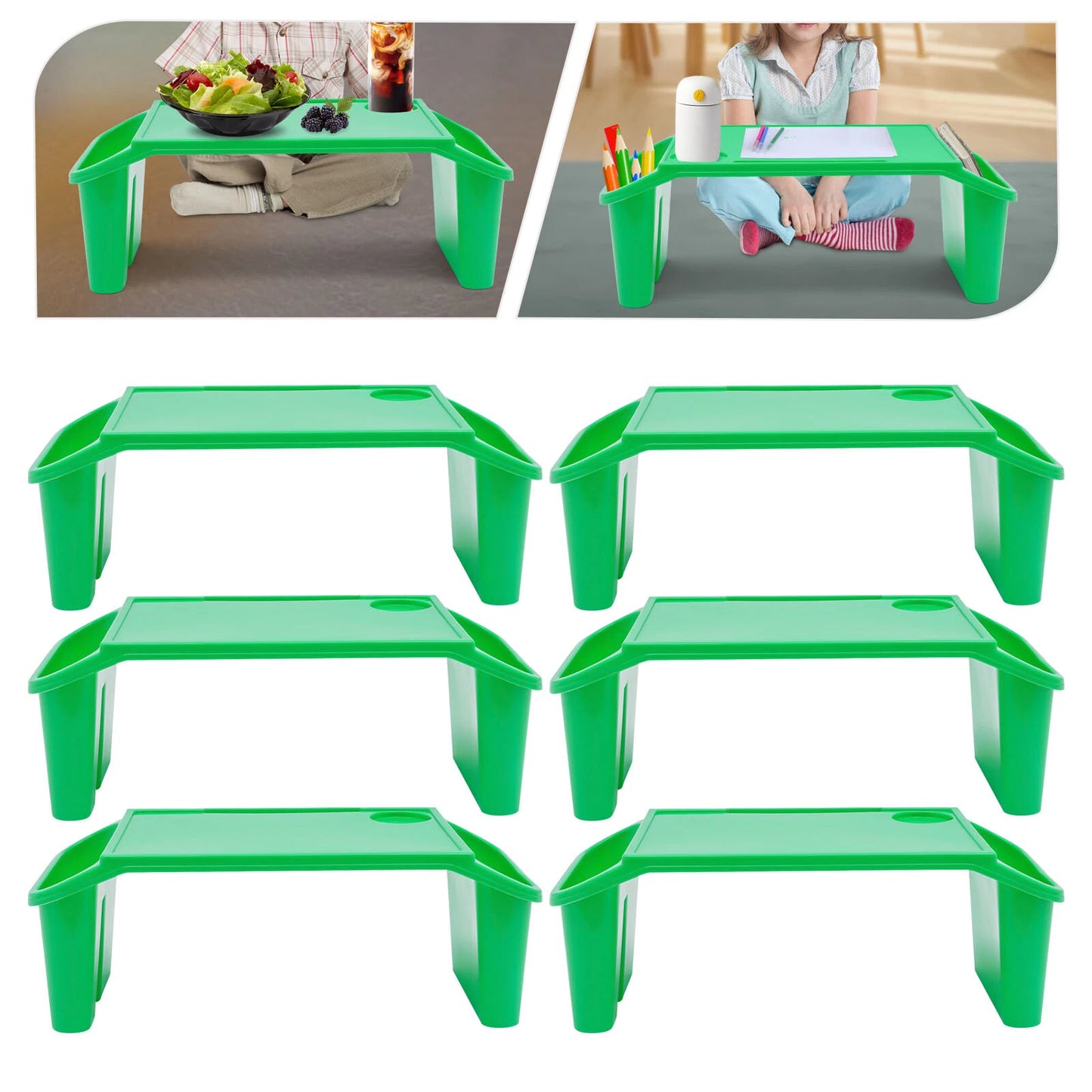 6-Piece Children's Multipurpose Lap Desk Set with Side Pockets
