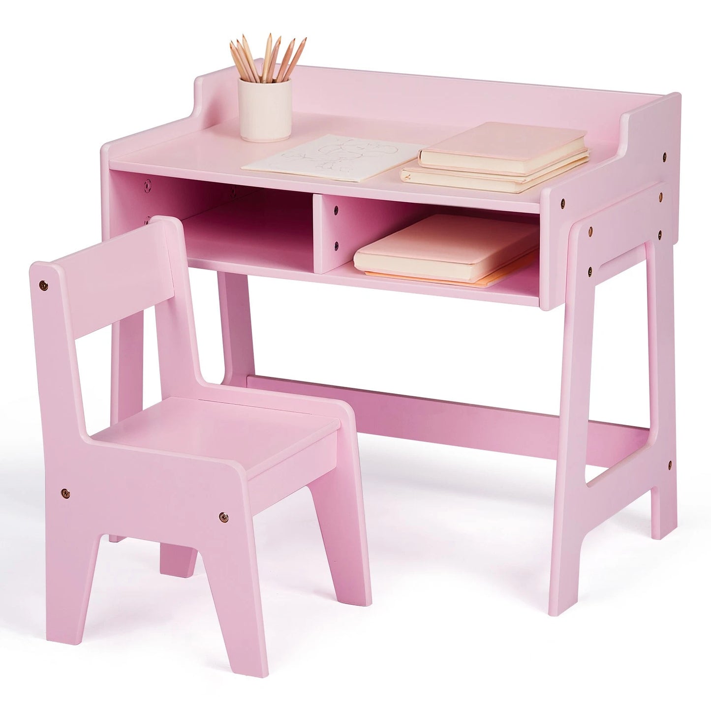 Wooden Kids Desk & Chair Set – Pink