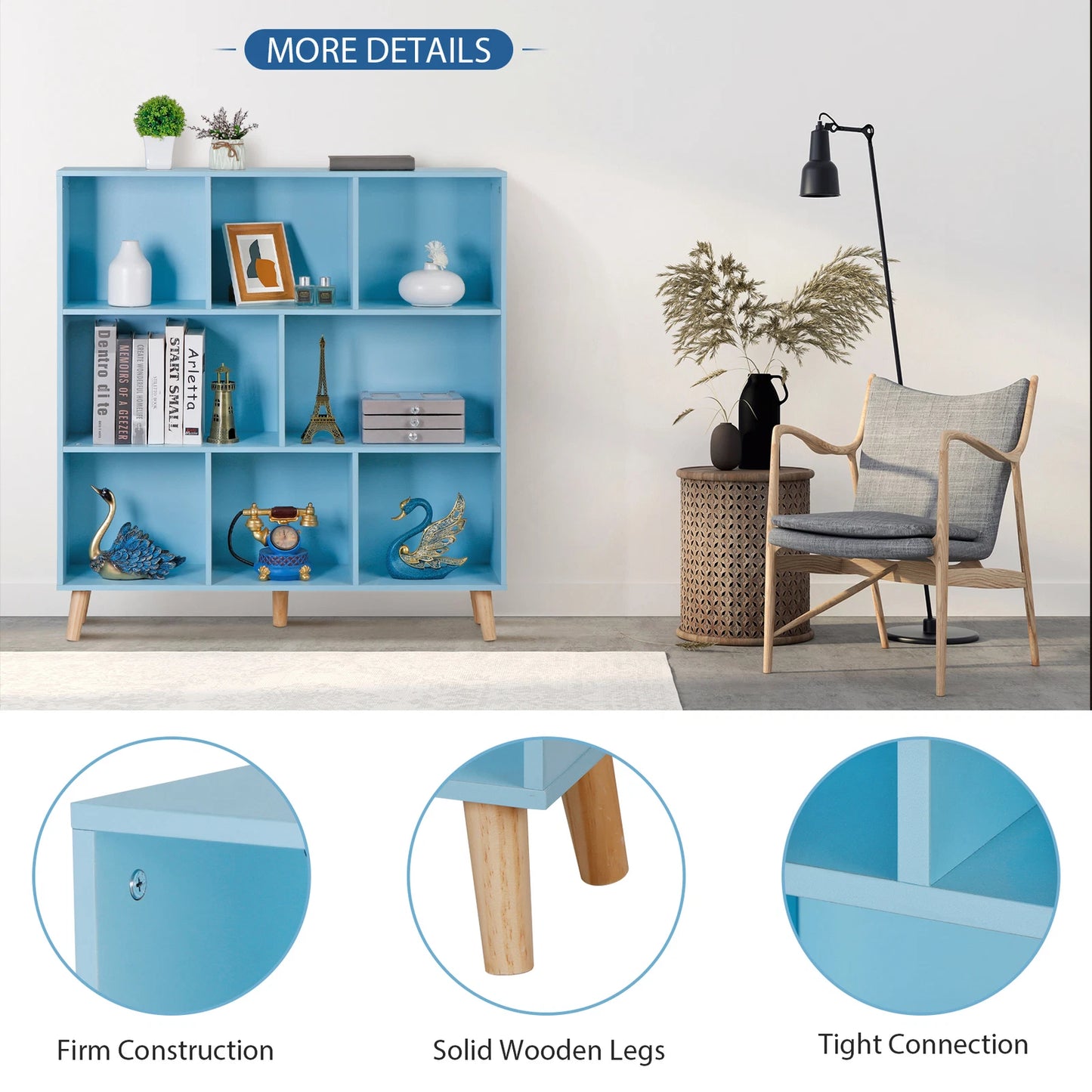 8-Cube Blue Storage Organizer Bookcase