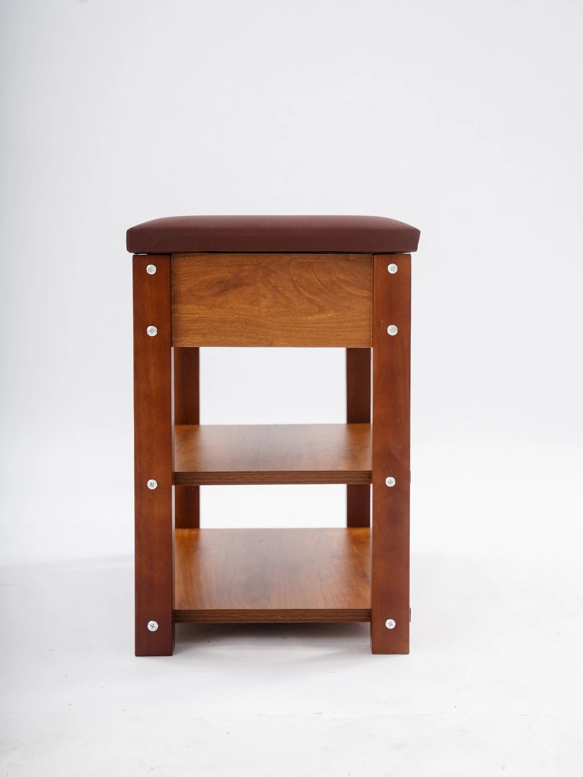 2-Tier Brown Shoe Bench – Entryway Storage & Seating