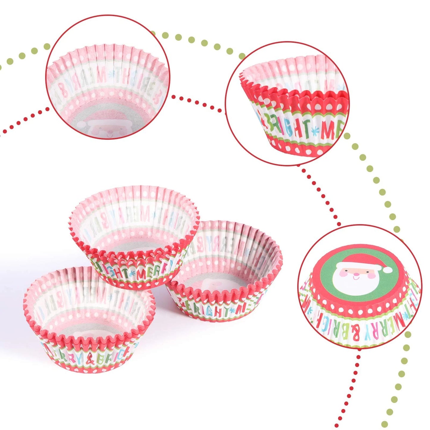 50 Pack Cupcake Muffin Liners with 50 Gingerbread Man Toppers