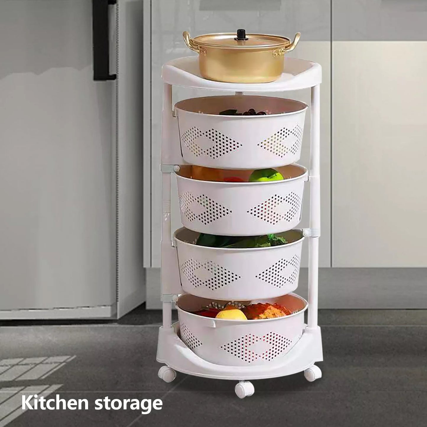 4-Layer Rotating Vegetable & Fruit Basket Organizer
