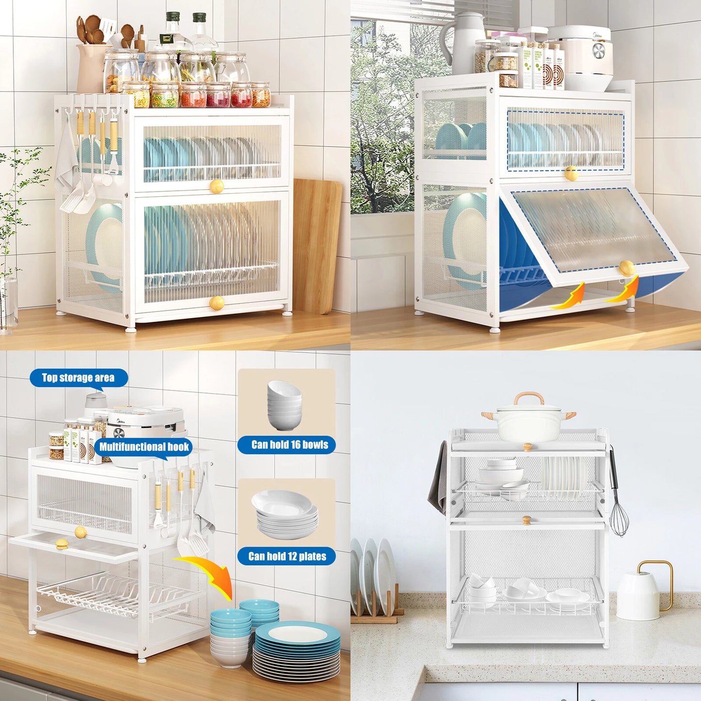3-Tier Dish Drainer Rack Kitchen Drying Rack with Utensil Holder