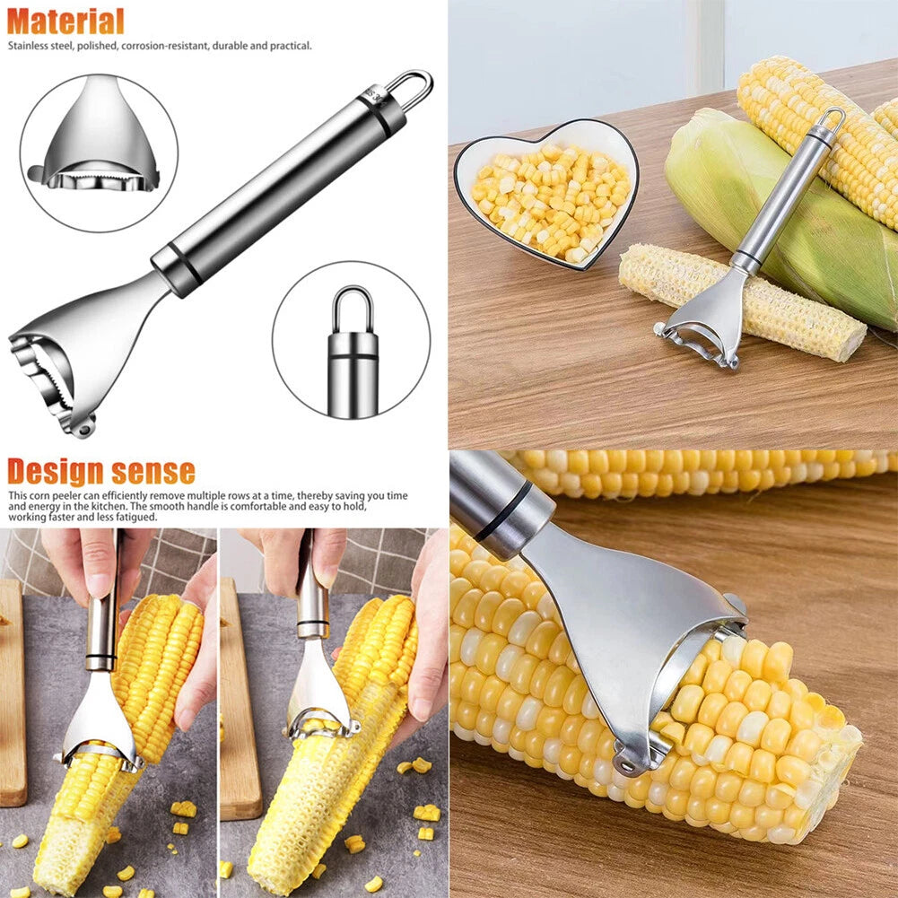 2-Pack Stainless Steel Corn Cob Peeler & Kernel Remover Tool