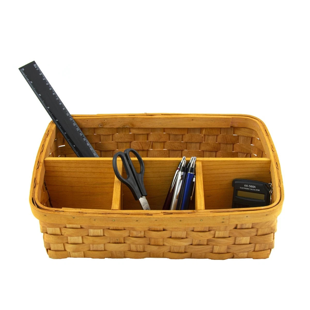 Wicker Desk Organizer Caddy with Calculator, Scissors, Pens & Ruler
