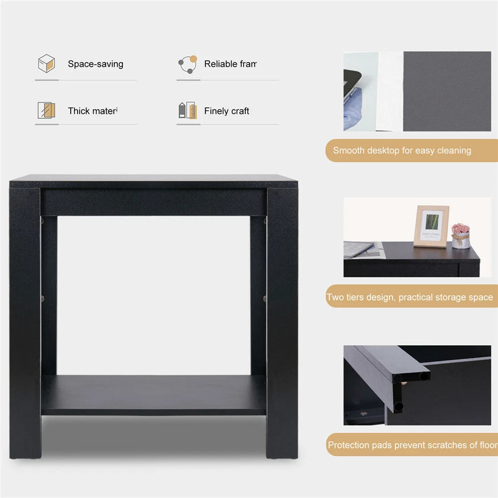 Black Narrow End Table with Storage Shelf