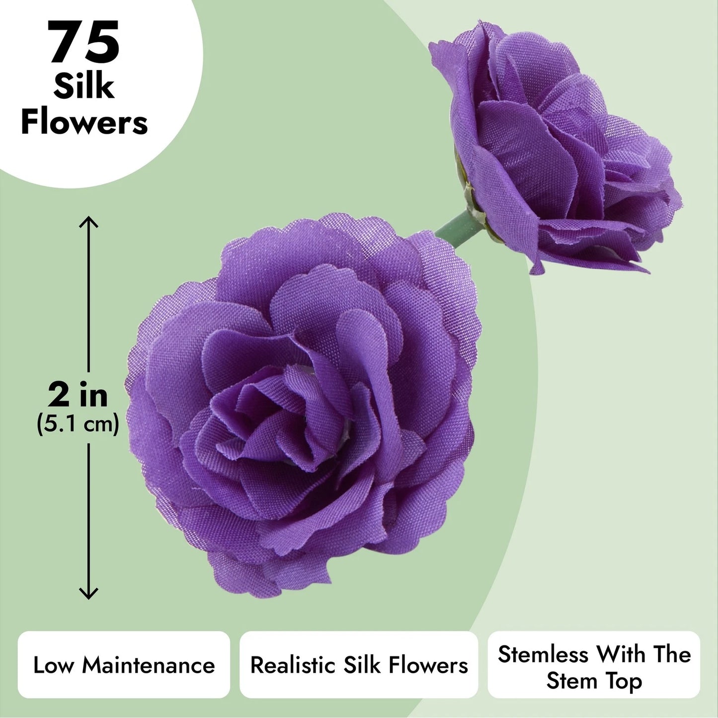 75-Pack Artificial Purple Silk Rose Heads