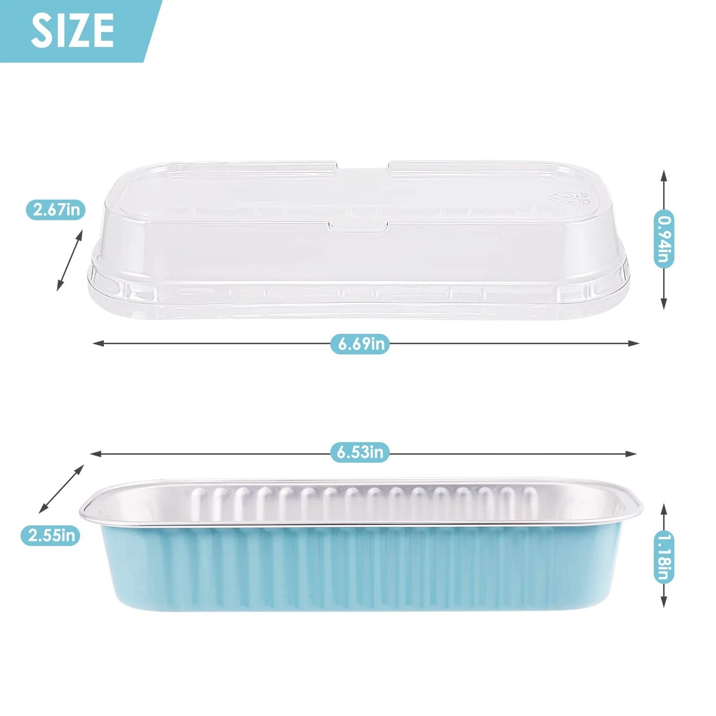 50-Pack 200ML Rectangular Disposable Aluminum Foil Cake Baking Boxes
