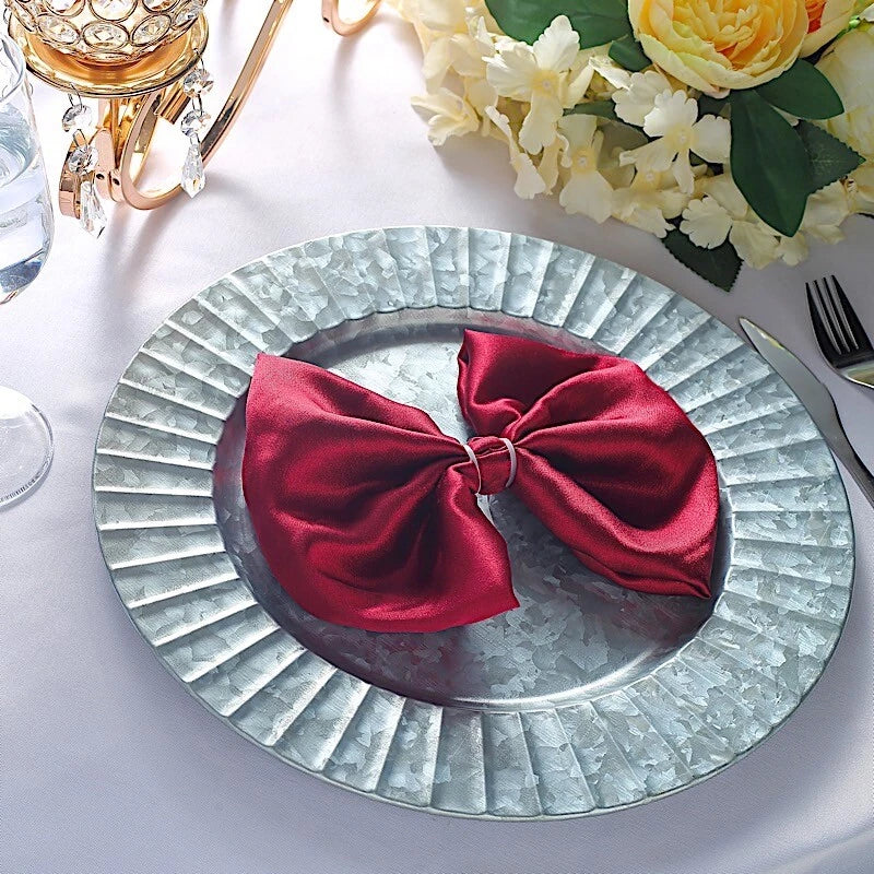 Home Collection 4-Pack 13-Inch Silver Galvanized Charger Plates Ruffled Rim