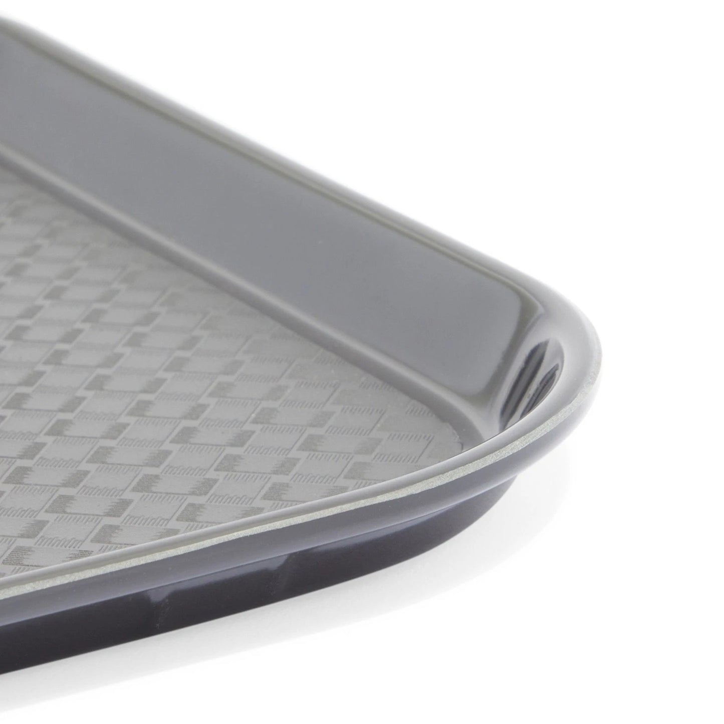 8-Pack Black Plastic Non-Slip Cafeteria Serving Trays