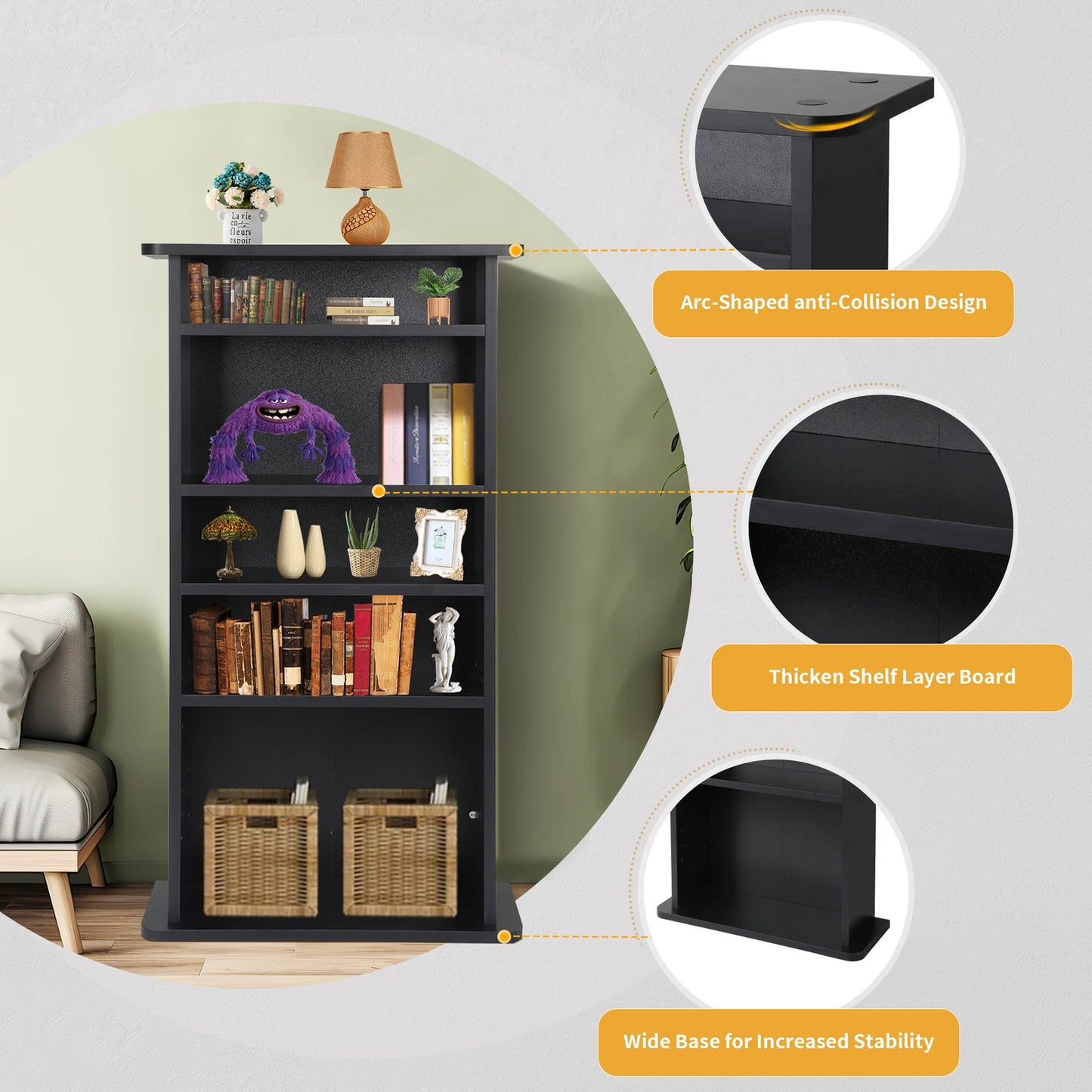 Adjustable Media Rack Shelf Organizer