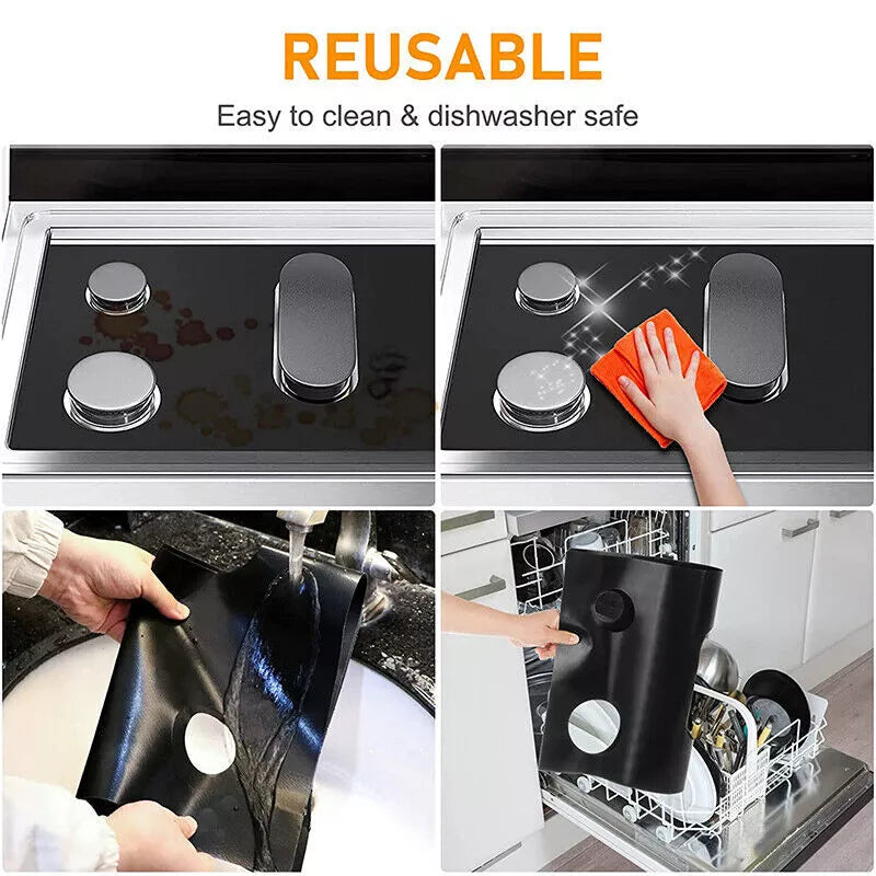 Reusable Gas Range Stove Top Burner Cover Black