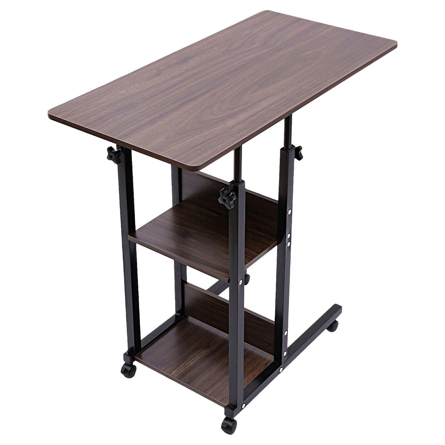 C-Shaped Adjustable Side Table with Wheels