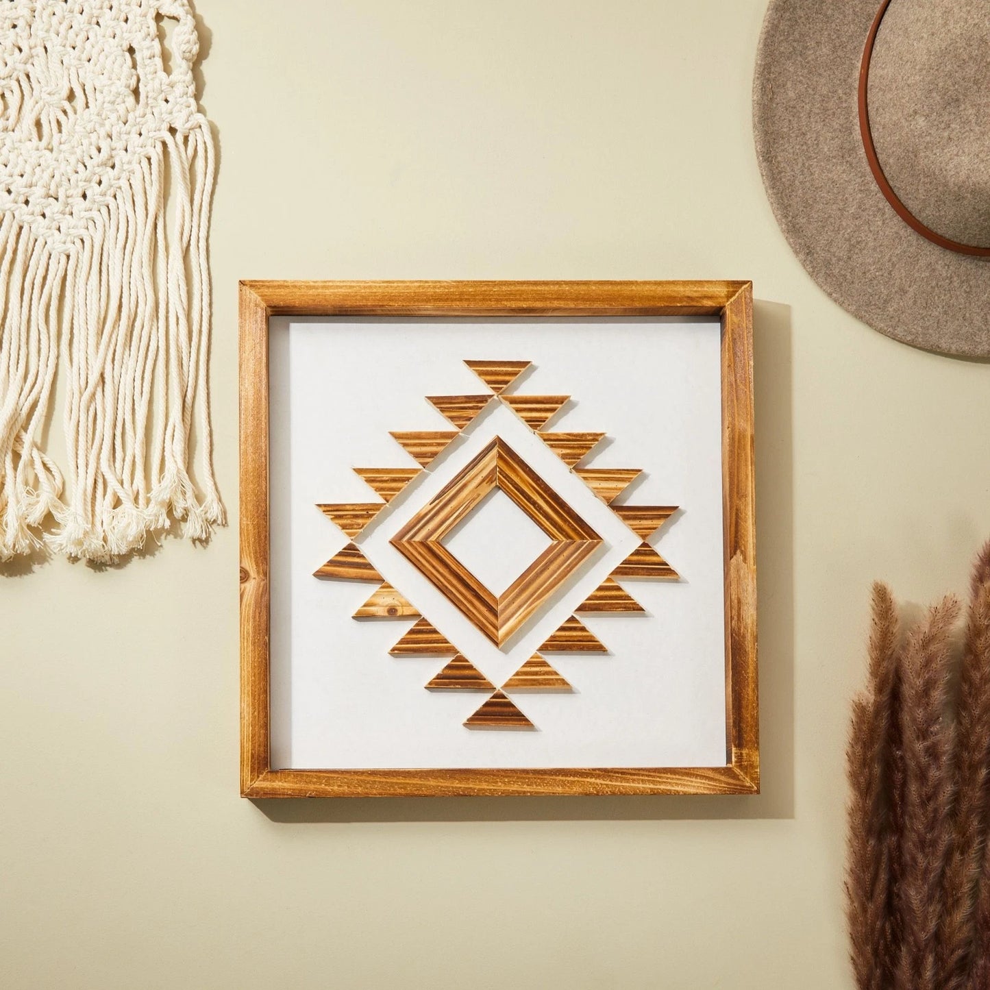 Farmhouse Wood Geometric Wall Art – 13 x 13 In