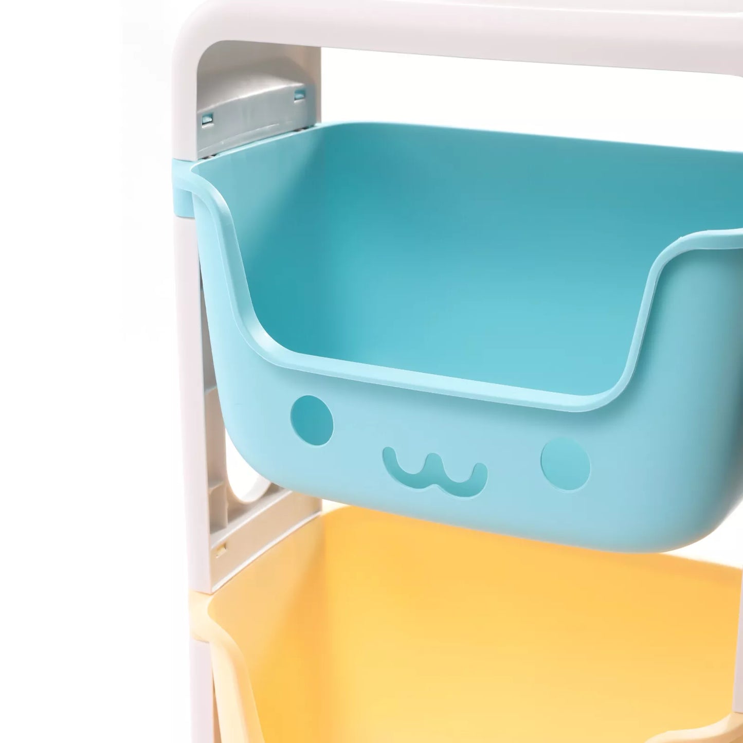 3-Tier Rolling Utility Cart with Smiley Face Design
